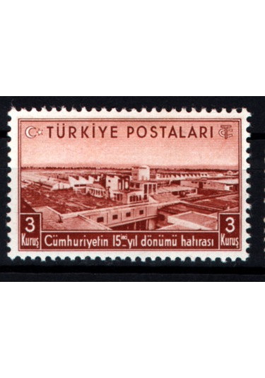 1938 Cumhuriyet'in Onbeşinci Yıldönümü Pulları 3 Kuruş Tp0786 İsfila1374