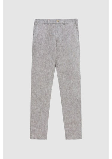 Ds Damat Slim Fit Kahverengi Düz Keten Jogger Pantolon 4hc03s2063230 201