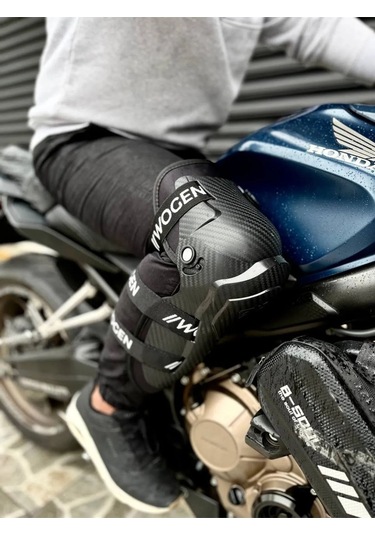 Motosiklet Lüx Dizlik Mafsallı Koruma Carbon Desenli Rahat Kullanım Motorcu Diz Koruyucu Siyah
