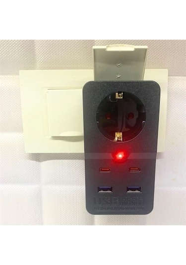 Zmc Bilişim Isıya Dayanıklı Termal Akım Korumalı 1 Priz Girişli 2 Usb Girişli 2 Type-c Girişli Pirz