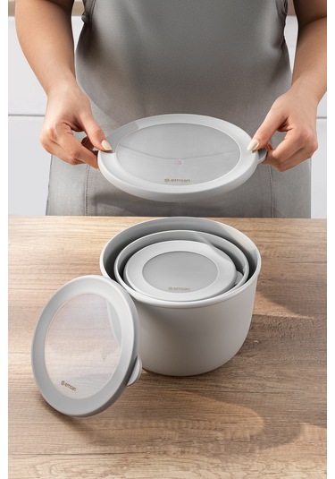 Emsan Lora 3'lü Saklama Kabı Gri Gri