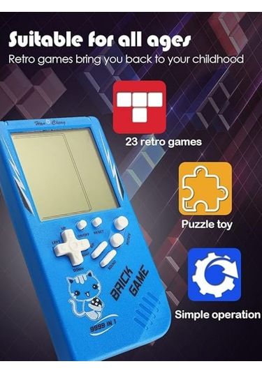 Tetris Oyun Konsolu 23 Bulmaca Oyunu Bataryalı 3.5 Inç Lcd Mini Taşınabilir Atari