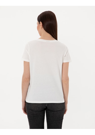 Pierre Cardin Kadın Beyaz Tişört Basic 50305749-vr013 Beyaz
