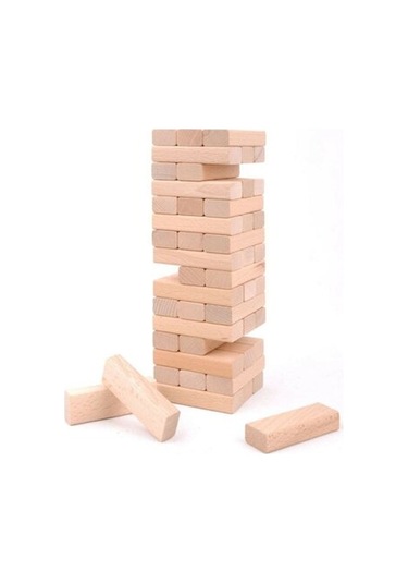 Jenga Büyük Boy Doğal Ahşap Denge Oyunu Kule Oyunu 48 Parça Ce...