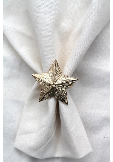 6 Adet Dekoratif Gold Star Nova Peçete Halkası - Napkin Ring
