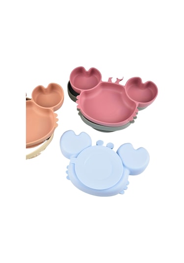 Çocuklar İçin Vantuzlu Sevimli Yengeç Şeklindeki Silikon Tepsi