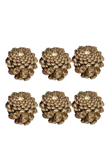 6 Adet Yılbaşı Çam Ağacı Gold Kozalak Süs Yeni Yıl Çam Ağacı