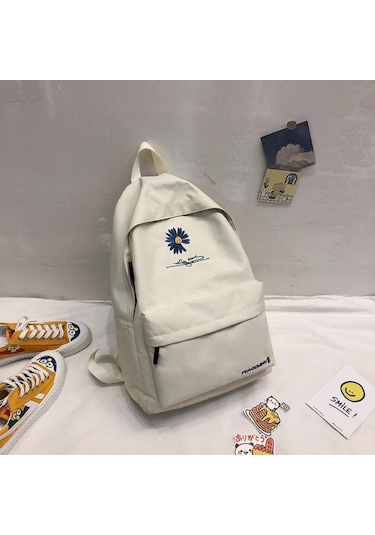 Yeni Sırt Çantası Moda Küçük Okul Çantası Baskılı Papatya Sırt Çantası Günlük Seyahat Sırt Çantası Açık Hava Plaj Çantası Kamp Sırt Çantası White Beyaz