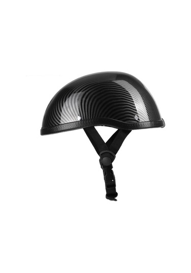 Skycity Klasik Motosiklet Yarım Kask - Abs + Pamuk Malzeme, Evrensel Boy, Yıkama Uygun, Karbon Desenli