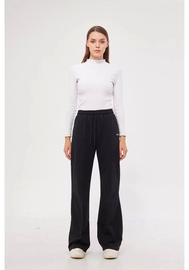 İki İplik Bol Paça Eşofman Pantalon - Siyah Siyah