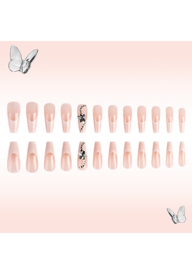 Elmaslarla Süslenmiş Yeni Moda Beyaz Fransız Tarzı Kelebek Tırnak 24 Parça Saf Arzu İns Tarzı Orta Bale Tırnak Sanatı Aletler Dahil Ys578