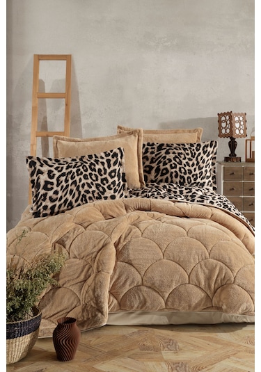 Nordqueen Wellsoft Çift Kişilik Uyku Seti Çift Taraflı Leo Kahverengi