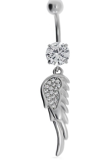 Kadın Melek Kanadı Taşlı Çelik Piercing