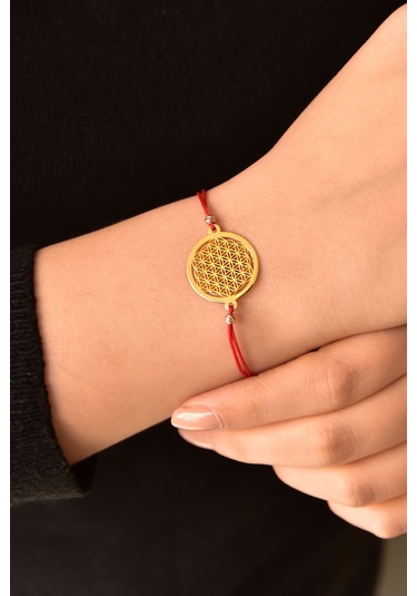 925 Ayar Gümüş Dorika Toplu Altın Kaplama Yaşam Çiçeği Kadın Bileklik