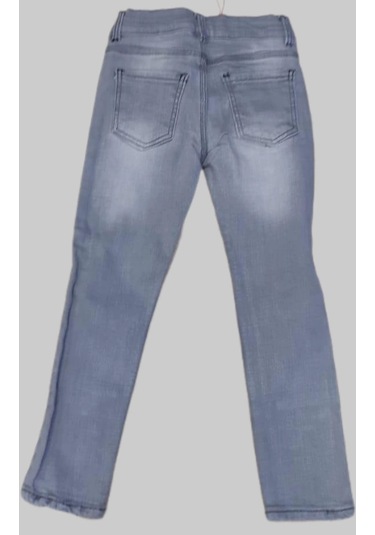 Erkek Çocuk Açık Gri Liralı Düz Kot Pantolon Füme