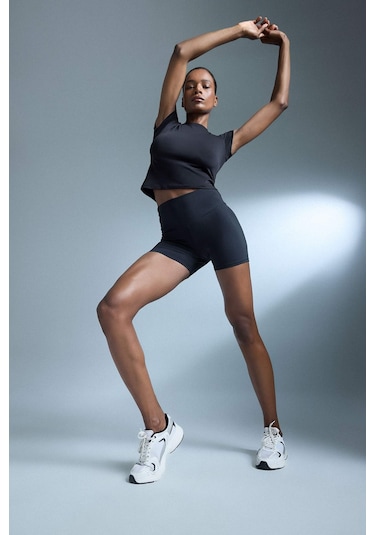 DeFactoFit Siyah Beli Saran Esnek Biker Kısa Sporcu Tayt D2907AX25SMBK81 SiYAH