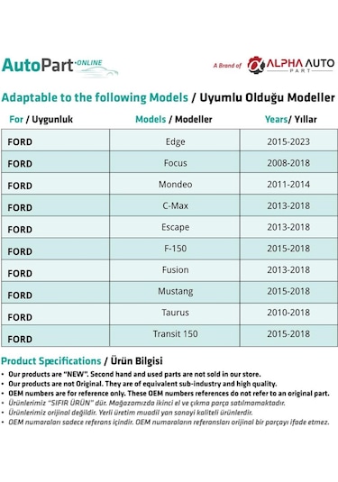Ford C-max, Escape, F-150 İçin Kapı Döşeme Klipsi- 10'lu