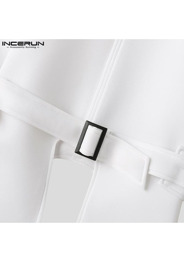 Incerun Erkek Stand Yaka Kolsuz Asimetrik Pelerin Yelek Beyaz