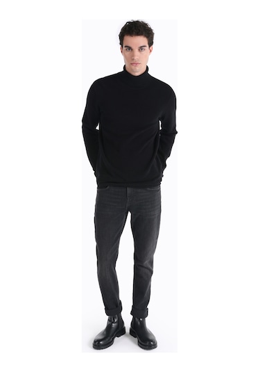 Colins Regular Fit Turtle Neck Siyah Erkek Kazak Cl1064879 Siyah
