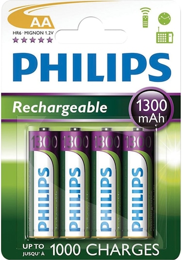 Philips R6B4A130/10 1300 mAh AA Ni-MH Şarj Edilebilir Kalem Pil 4'lü