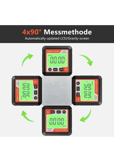 Novahub Su Terazisi Dijital Açılı Ölçer, Eğimölçer Manyetik Tabanlı Lc Beyaz, Elektronik Açıölçer