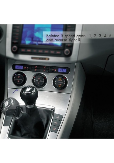 Geeksen Vw Passat B6 İçin 5 Vites Manuel Vites Topu + Kılıf + Çerçeve Tam Set - Kolay Kurulum Siyah Pu Deri Plastik Siyah