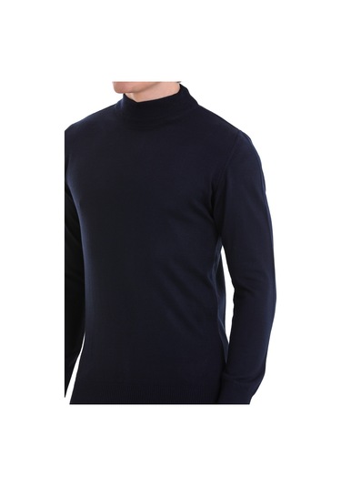 Hatemoğlu Lacivert Regular Fit Düz Yarım Balıkçı Yaka Yünlü Triko Kazak Lacivert