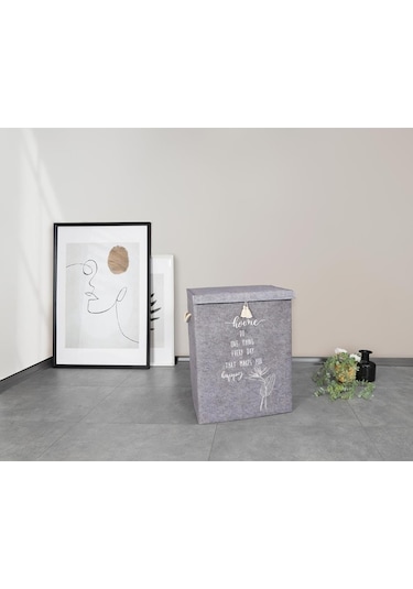 Alas Gri Keçe Kapaklı Mega Kirli Çamaşırlık Kutu Çok Amaçlı Saklama Kutu