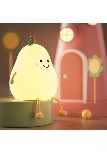 Folinda Meyve Şekilli Silikon Gece Lambası, 7 Renkli Işık, 1200mah Şarj Edilebilir, Yumuşak Dokunuş, Bebek Odası Dekoru,情侣 Hediyesi Haki