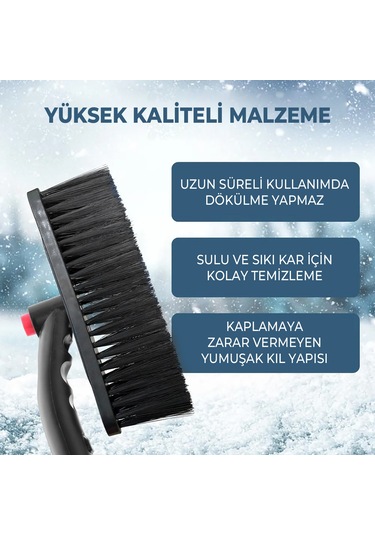 85 Cm Buz Kırıcı Araç Kar Temizleme Fırçası Kırmızı Gri