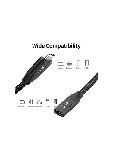 Besthome1 Type-c Usb3.1 Gen2 Pd 100w Hızlı Şarj 20gbps 4k Siyah 0.3m Thunderbolt3 Dış Disk Uyumlu