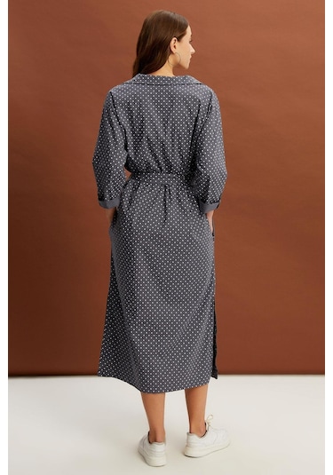 Alexandergardı Yakalı Kemerli Uzun Elbise B22-24800 001