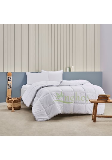 Çift Kişilik Antibakteriyel Mikrofiber Saten Beyaz Yorgan Beyaz