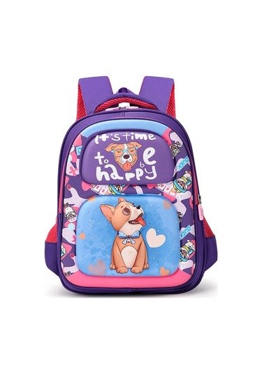 Goldenqian Sevimli Karikatür Büyük Kapasiteli Aşınmaya Dayanıklı Okul Çantası Sgab3x Açık Mor