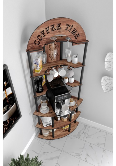 Ristretto Kahve Köşesi Rafı Ceviz Ceviz