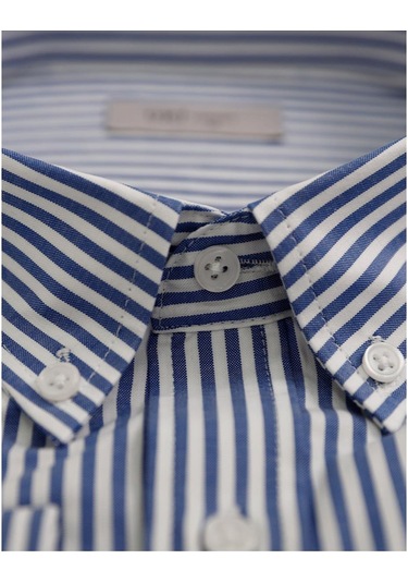 Uki Mavi Çizgili Comfort Fit Gömlek Mavi