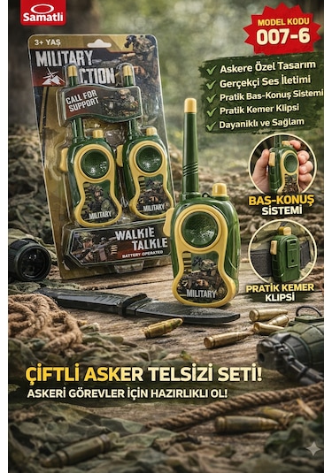 Pilli Asker Telsizi Walkie Talkie Çiftli Set Bas Konuş Özellikli