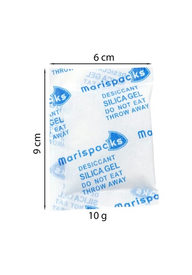 Marispacks 10 G X 25 Adet Silikajel Nem Alıcı Paket Nonwoven, Metalize Doypack Ambalajda