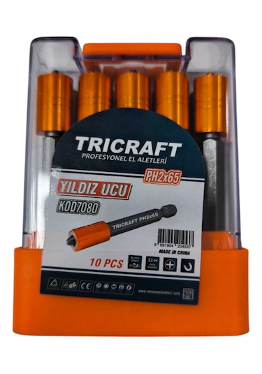 Mıknatıslı Uçlu Bits Uç Yıldız Matkap Ucu Ph2x65 10 Adet