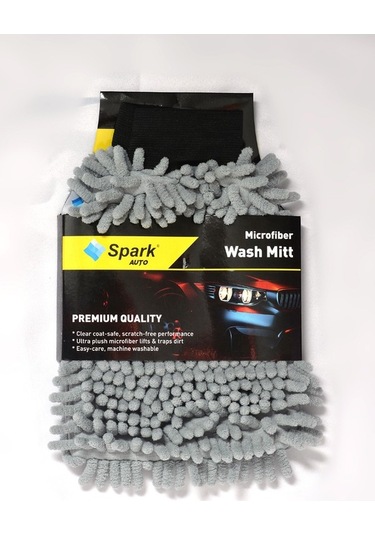 1 Adet Mikrofiber Şönil Oto Temizlik Ve Kurulama Eldiveni 16x24 Cm. Gri