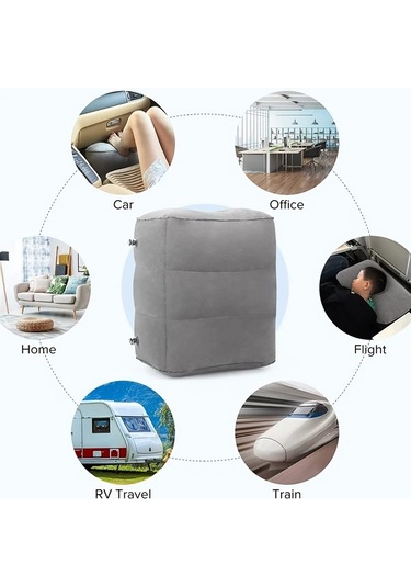 Elmpaly Ayarlanabilir Yükseklikli Şişme Ayaklık Gri - Seyahat Ve Ofis İçin Taşınabilir Ergonomik Destek