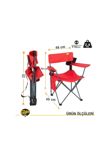 Camp 2.0 Katlanabilir Kamp Piknik Sandalyesi - Kırmızı