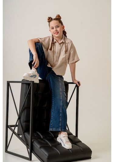 Kız Çocuk Duble Kol Gömlek 3169 Bej