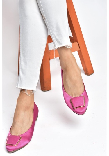 Fox Shoes P726776304 Fuşya Saten Kumaş Kadın Babet Fuşya
