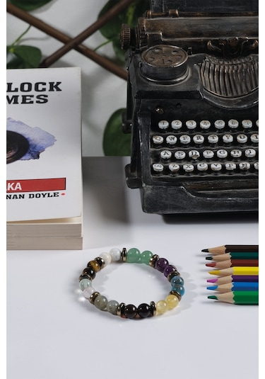 Ssilhoutte Doğaltaş Sertifikalı Doğaltaş Öğrenci Okul Başarı Bilekliği Akik Labradorit Ametist Sitrin Hediye Bileklik Çok Renkli