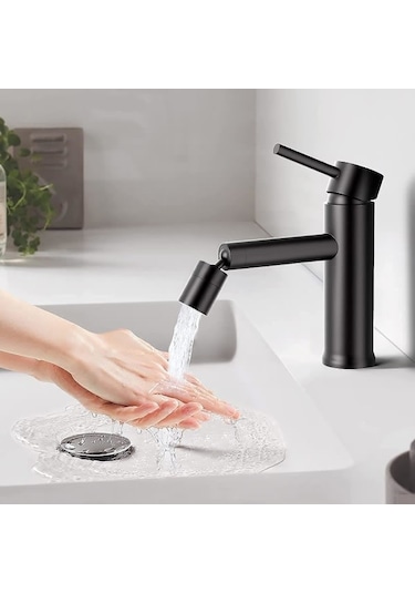 Musluk Perlatör, 360 Dönebilen Ağız Mutfak Bataryası, Siyah, 2 Parçalı, Sprey Filtresi Banyo Lavabosu Diğer