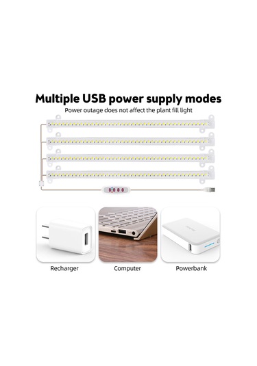 Ximistore9 6.2w 126 Led Bitki Büyüme Lambası, 22.7lm Usb5v, 5 Seviye Aydınlatma, 8h/12h/16h Zamanlama, 226 Açı, Kırmızı-mavi Işık, Çift Montaj Seçeneği Diğer