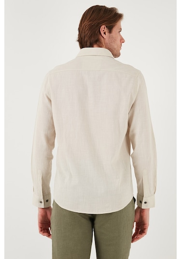 Buratti Pamuklu Regular Fit Düğmeli Yaka Erkek Gömlek Cf20S111871 Bej