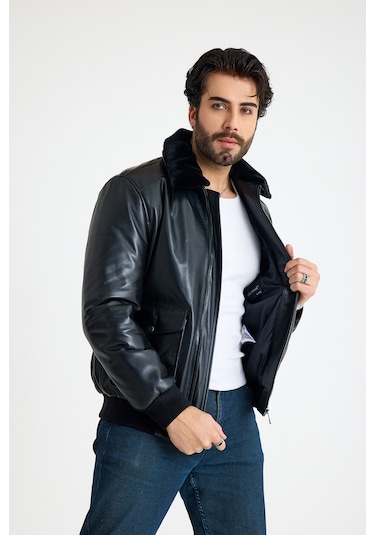 Franko Armondi Pi Lot Model Erkek Deri Ceket E71-klj-2071 Siyah