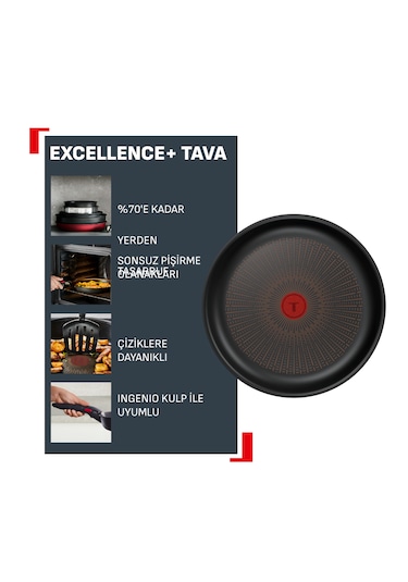 Tefal Excellence+ Fusion Core 9x Mix Tava - 22 Cm 001 Siyah